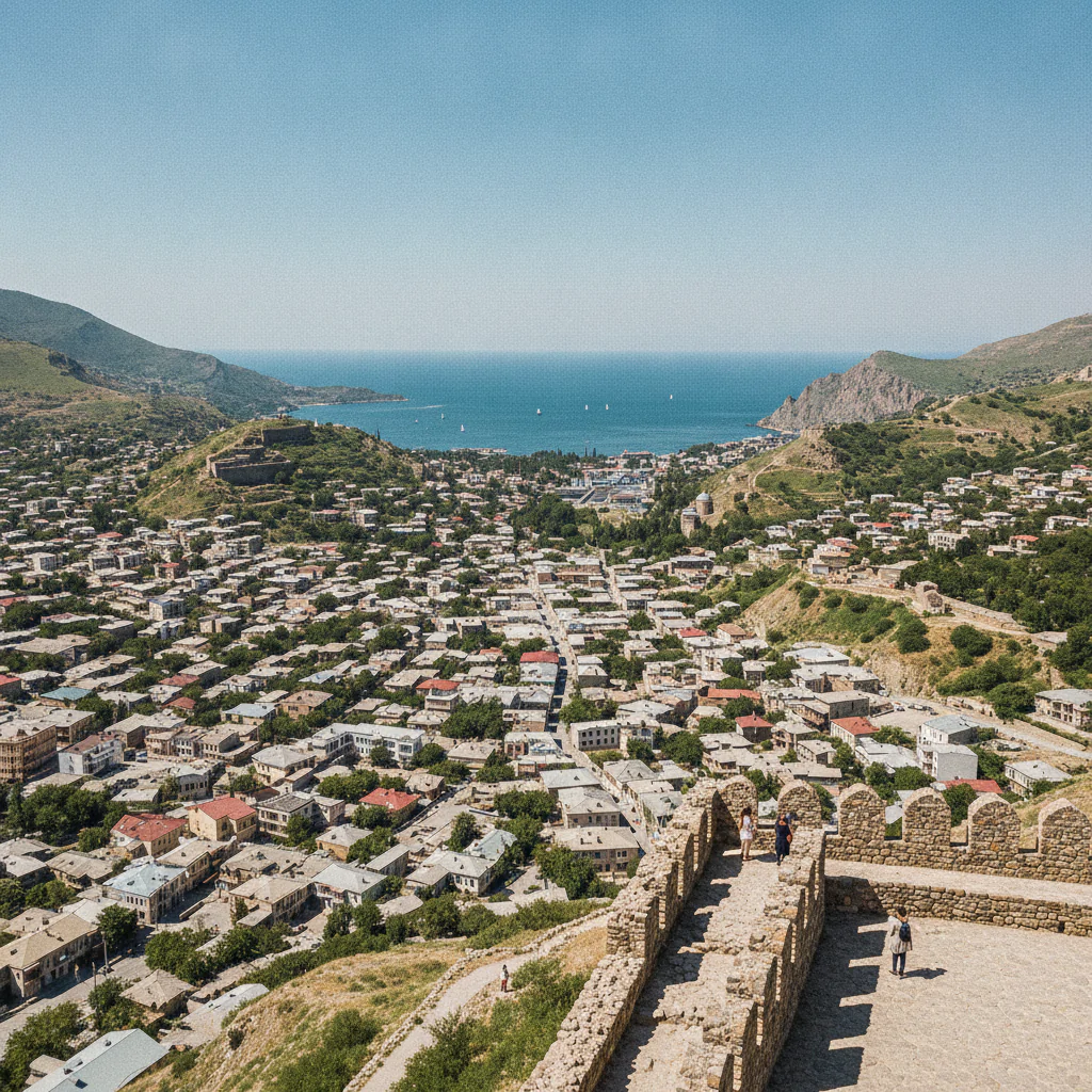 Панорама Дербента с крепости