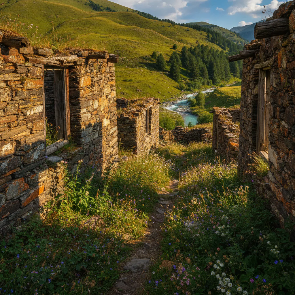 Заброшенные дома аула Гамсутль