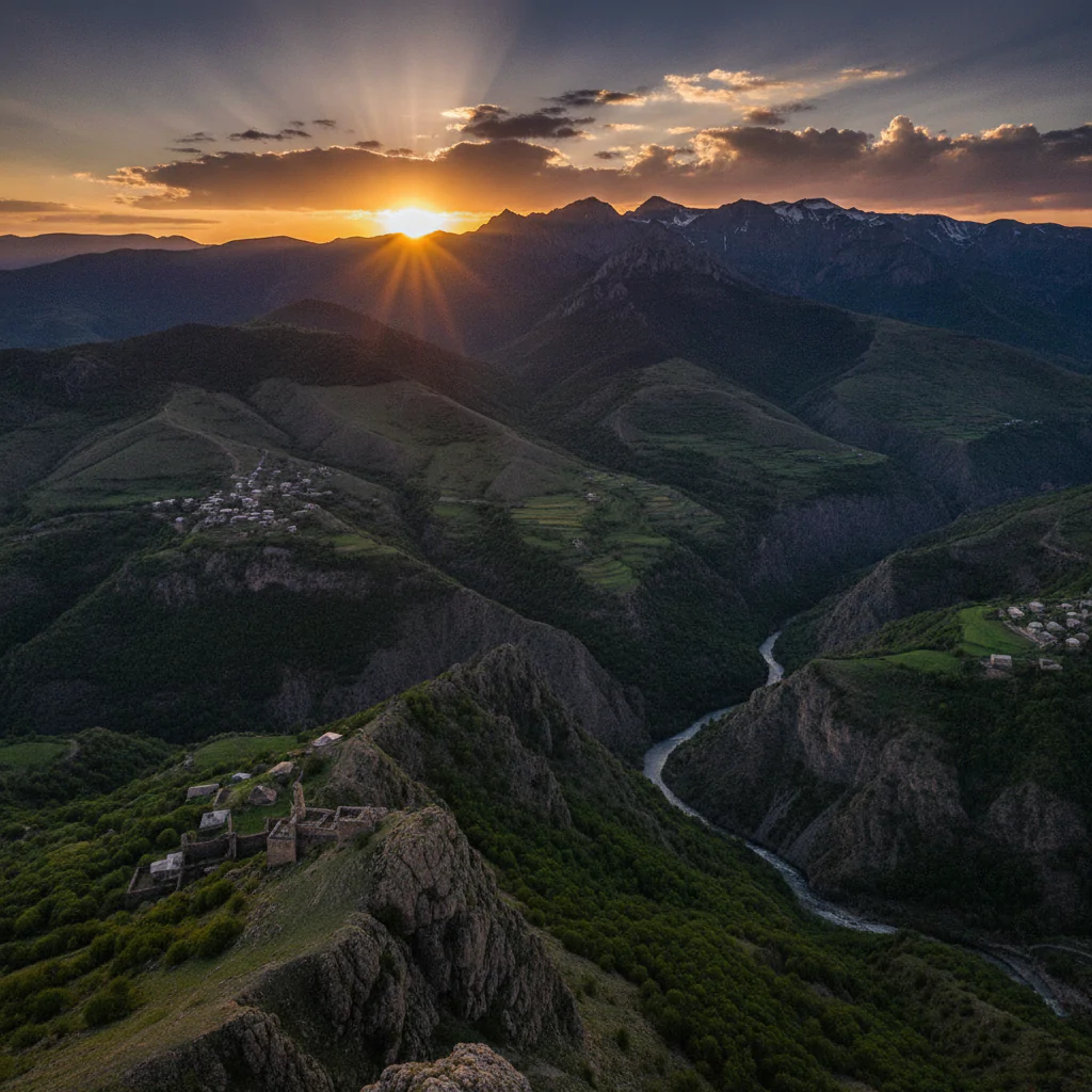 Закат над горами Дагестана