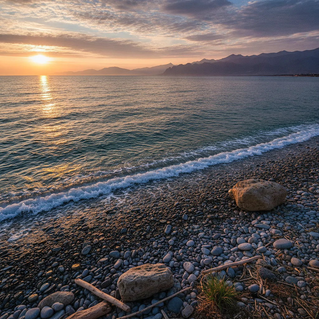 Каспийское море с пляжа