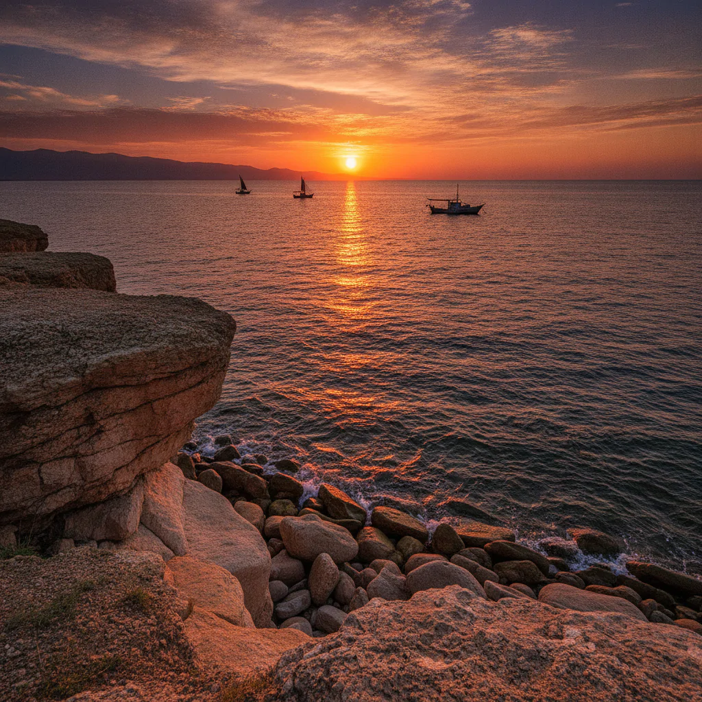 Каспийское море на закате