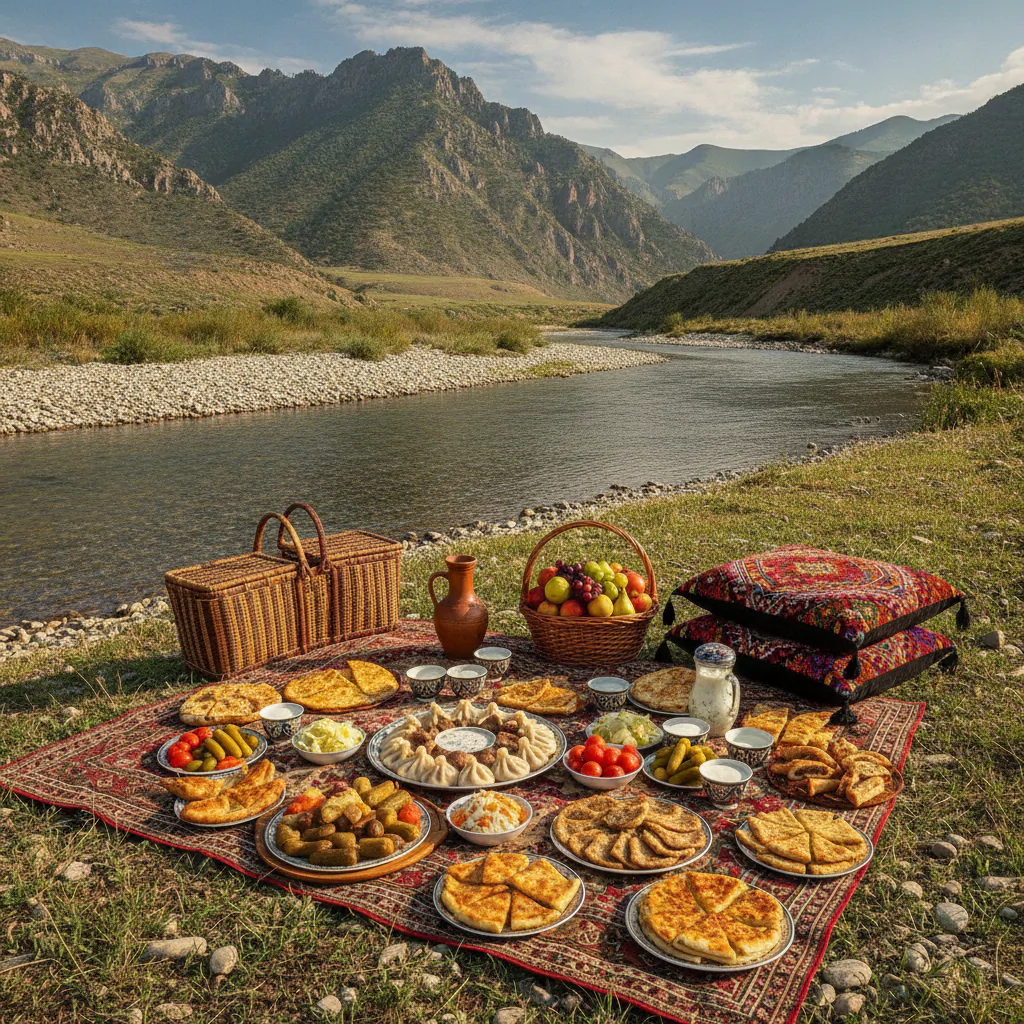 Пикник на берегу с местной кухней