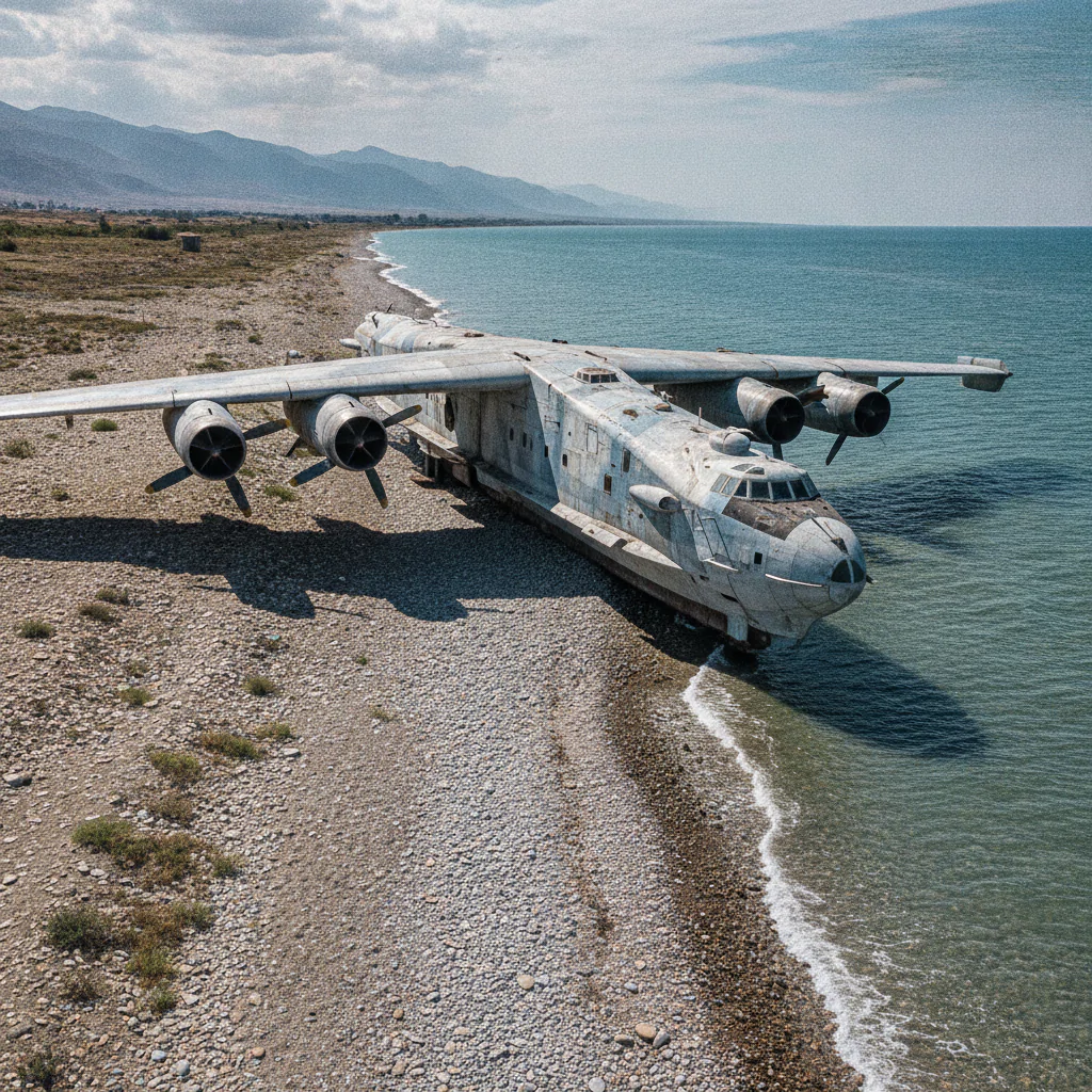 Экраноплан Лунь на берегу