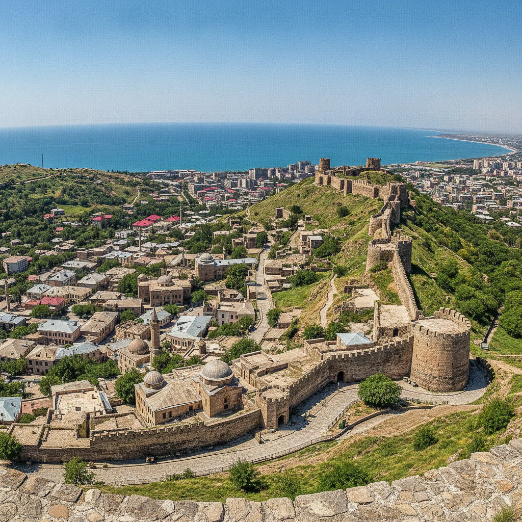 Панорама Дербента с высоты